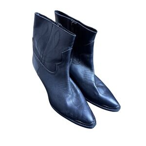 Steve Madden Black Pointed Toe Western Ankle Boots